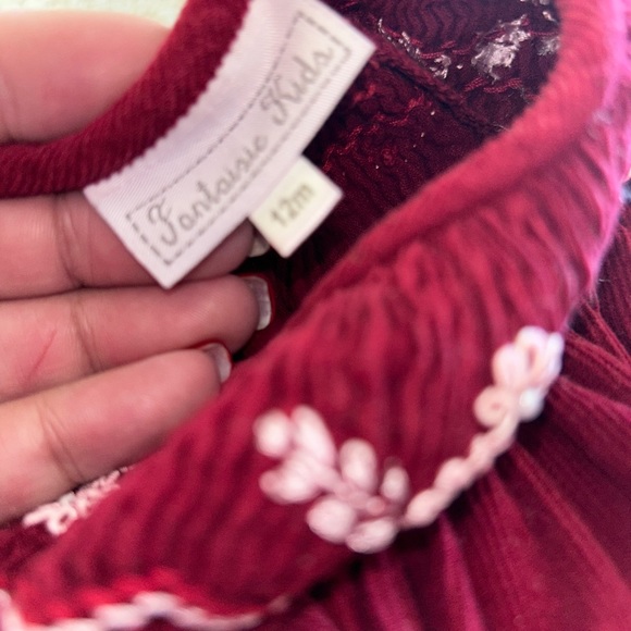 Fantaisic Kids Red Corduroy Smocked Dress - 12mth - Picture 4 of 4